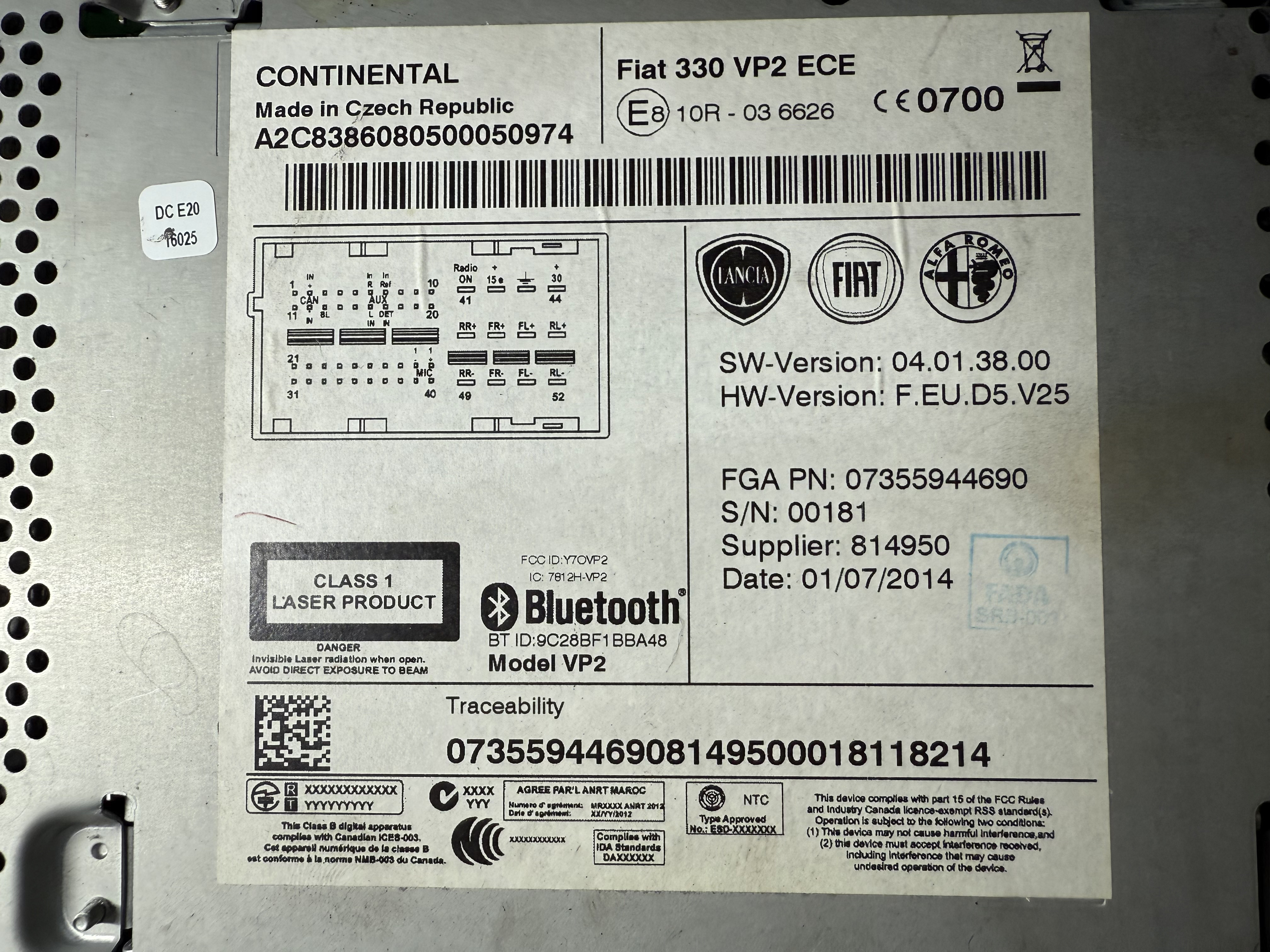 Fiat MM Module (Radio, Multimedia) - B583190B31 - 2